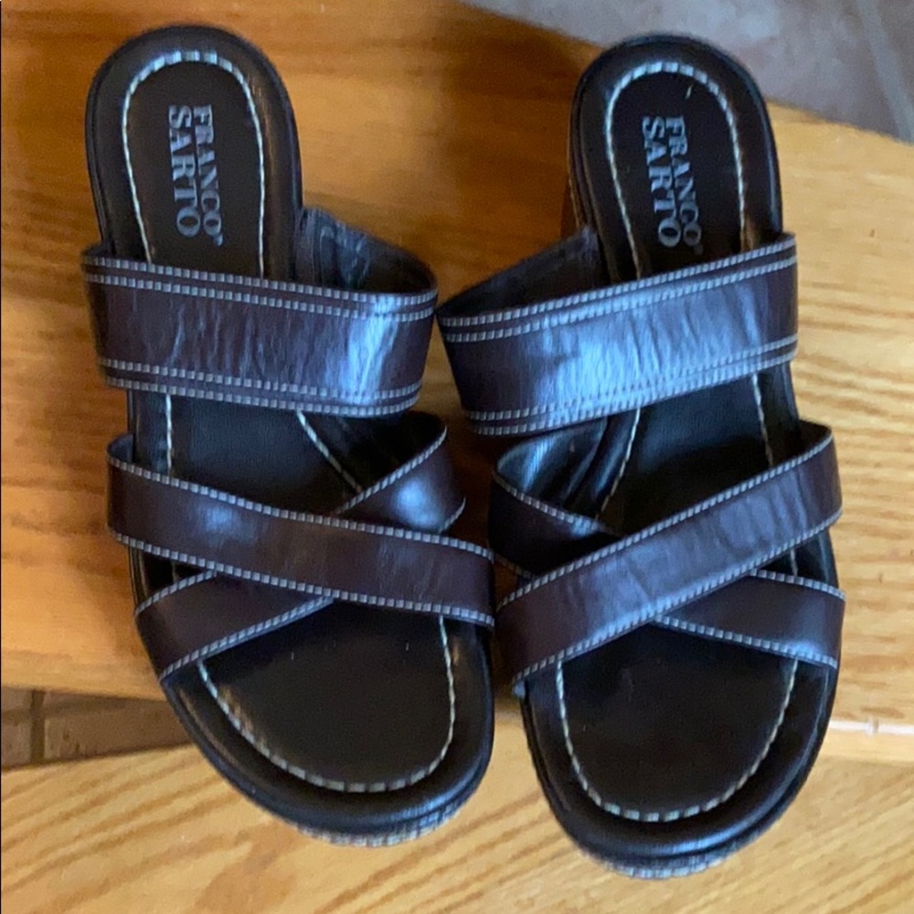 Franco Sarto brown wedge sandals